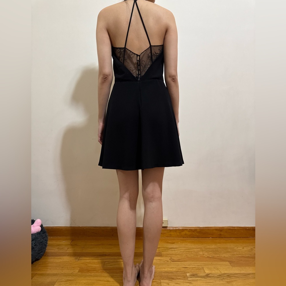 Elegant Black Halter Dress with lace
